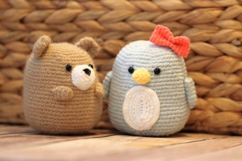 amigurumi mini bear and chick